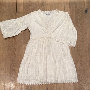White Lace V-Neck Dress